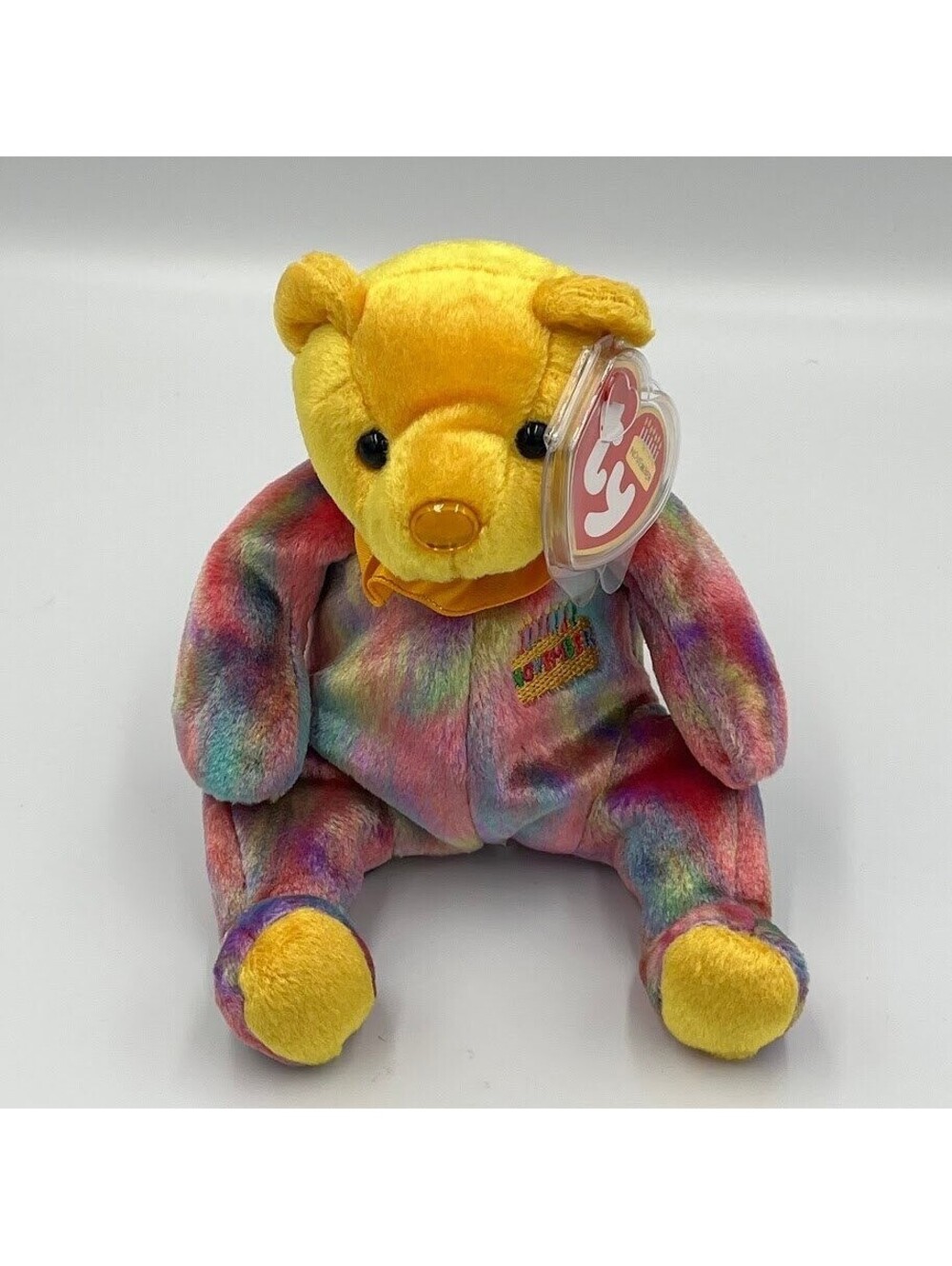 November Birthday Bear Vintage 2001 Ty Beanie Babies Tie Dye MWMTS Tag Protector - Picture 8 of 11